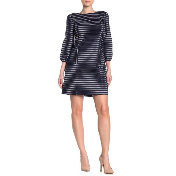 NWT Eliza J Navy Long Sleeve Cut-Out Shift Dress - Picture 1 of 2
